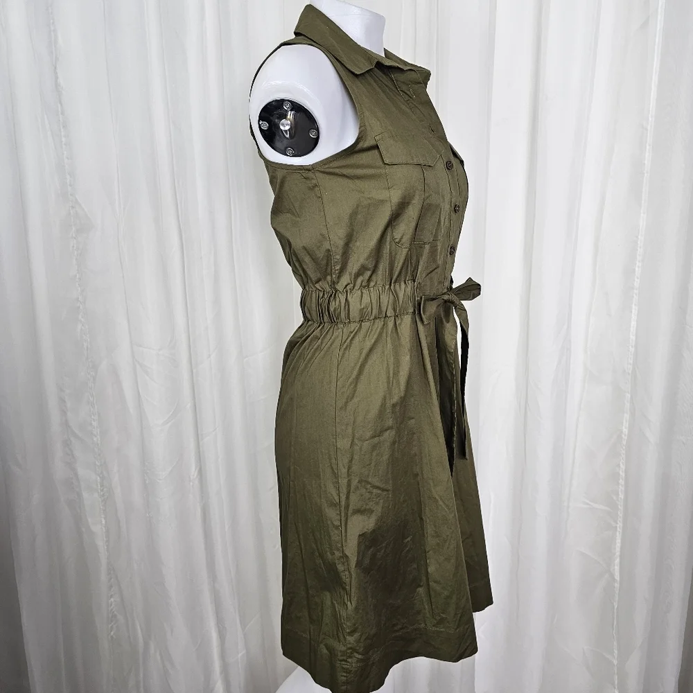 Marled Reunited Clothing Olive Green Belted Sleeveless Cargo Safari Dress XS - Picture 4 of 8